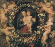 Peter Paul Rubens Madonna and Child with Garland of Flowers and Putti (mk01) Spain oil painting artist